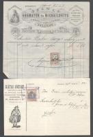 cca 1880-1900 Fejléces számlák gyűjteménye: Koller és Szabó Divatáru, Hugmayer vászon raktár, Kreutl...