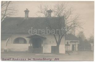 1917 Temesszentandrás, Szentandrás, Sanandrei; ház, gólyafészek / house, stork's nest. photo (EK)