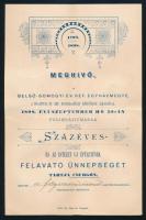 1898 Csurgó, Meghívó a Belső-Somogyi ev, ref. egyházmegye gimnázium főépületének avató ünnepsége 4 p. hajtásnyommal