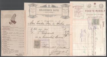 ca 1890-1930 Nagykőrös, Kecskemét környéke 8 db klf fejléces számla szabó, nyomda, üzletek, stb