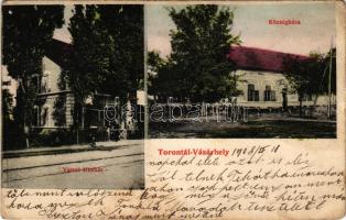 1908 Torontálvásárhely, Develák, Debelják, Debeljaca; községháza, vasútállomás. Szehr Pál kiadása / city hall, railway station (kopott sarkak / worn corners)
