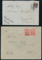 1920 2 db levél szebeni és szatmári cenzúrával, az egyik román bélyegekkel bérmentesítve