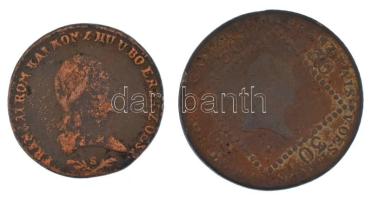 1807E 30kr Cu "I. Ferenc" Gyulafehérvár + 1800S 6kr Cu "I. Ferenc" Szomolnok T:F, patina Huszár: 2037., Unger III.: 1397.b; Huszár: 2021., Unger III.: 1399.d