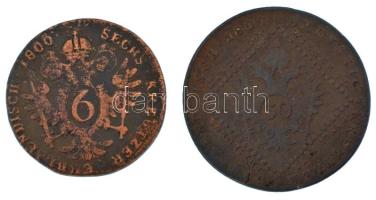 1807E 30kr Cu "I. Ferenc" Gyulafehérvár + 1800S 6kr Cu "I. Ferenc" Szomolnok T:F...