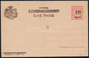 Kolozsvár 1919 Felülnyomott díjjegyes levelezőlap, használatlan, Bodor vizsgálójellel