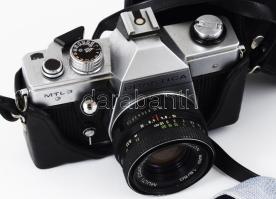 Pentacon Praktica MTL 3 fényképezőgép, Pentacon auto 1,8/50 objektívvel, eredeti tokjában,