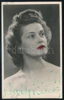 Karády Katalin (1910-1990) színésznő saját kezűleg dedikált fotólapja, rajta firkával