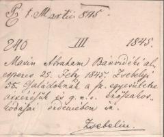 1845 Temesvár, latin nyelvű hivatalos levél, viaszpecséttel, hajtott
