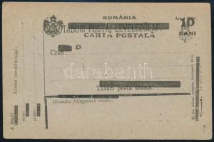 Kolozsvár 1919 Tábori posta levelezőlap 10 Bani felülnyomással, használatlan, Bodor vizsgálójellel