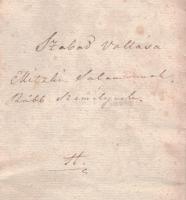 1832 Nagykanizsa Szabad Vallás, kézzel írt vallomás két oldalon