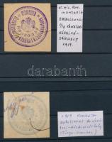 Román megszállás 1919 2 db kézdivásárhelyi cenzúra bélyegzés kivágás