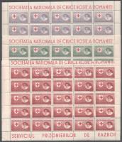 1946 Vöröskereszt fogazott és vágott teljes ívsor Mi XII-XIV A + B (rozsdafoltok / stain spots)