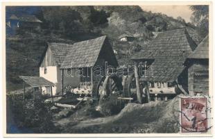 Verespatak, Rosia Montana; Pochwerke. Foto orig. J. Fischer / aranybánya, malom / gold mine, stamp mill. TCV card