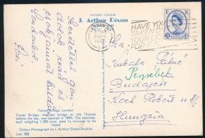 Kubala László (1927-2002) csehszlovák, a magyar és a spanyol válogatott játékosának autográf sorai képeslapon édesanyjának / Autograph writing of László Kubala (1927-2002) Czechoslovakian, Hungarian and Spanish national team player on postcard to his mother