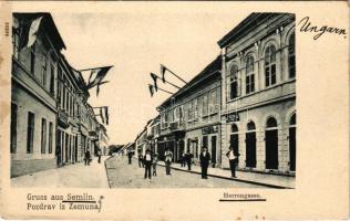 Zimony, Semlin, Zemun; Herrengasse / Úri utca, üzletek / street view, shops (fl)