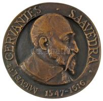 Olcsai Kiss Zoltán (1895-1981) DN "Miguel de Cervantes Saavedra 1547-1616" egyoldalas, nagyméretű öntött bronz plakett (~160mm) T:AU, hátoldalán falra akasztáshoz fúrt lyukakkal