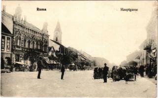 1906 Árpatarló, Ruma; Glavna ulica / Hauptgasse / Fő utca, üzletek, piac / main street, shops, market (EK)