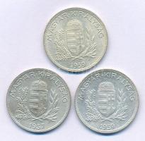 1937-1939. 1P Ag (3db, 2xklf) T:AU,XF kis patina Adamo P6