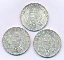 1938-1939. 1P Ag (3db, 2xklf) T:AU,XF kis patina Adamo P6