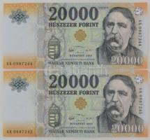 2016. 20.000Ft (2db) sorszámkövető "GK 0987244 - GK 0987245" T:XF