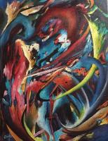 Csóka László (1967-): Másnap. Akril, vászon, jelezve jobbra középen lent: Csóka 11. Kiállítva: Beregszász, Munkács, Kalus, Kiev, Lemberg, Csernovic, egyéni kiállítás, 2015-2017. 90x70 cm.