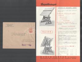 Műszaki rajzállvány ismertető reklámlap, eredeti borítékkal