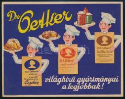 Dr. Oetker kétoldalas reklám, egyik oldalán mutatós grafikával