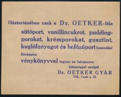 Dr. Oetker kétoldalas reklám, egyik oldalán mutatós grafikával