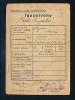 1945 Kispest, fényképes személyazonossági igazolvány