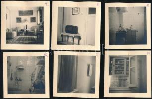 cca 1970, 14 darab lakásbelsőről készített fotó, hátoldalon leírással, 7x7 cm