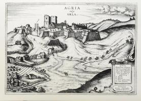 Jelzés nélkül: Agria vulgo Erla (Eger), régi metszet után készült modern szitanyomat, papír, 33x46 cm