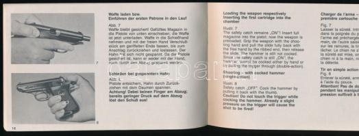 Röhm RG 800 gázpisztoly használati útmutatója, fekete-fehér képekkel illusztrált, többnyelvű, 28 p