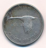 Kanada 1967. 1$ Ag "Kanada megalakulásának 100. évfordulója / II. Erzsébet" T:XF patina Canada 1967. 1 Dollar Ag "100th Anniversary of Canada / Elizabeth II" C:XF patina Krause KM#70