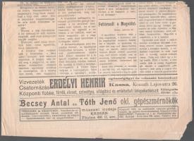 1907 Kassai Hírlap független politikai napilap IV. évf. 74. szám, 1907. márc. 31., kisebb sérülésekk...