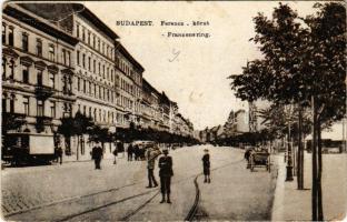 1921 Budapest IX. Ferenc körút, Boráros téri villamos a Boráros térről nézve, étterem (kis szakadások / small tears)