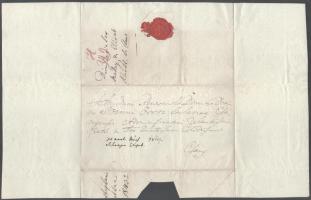 1843 Szolnok, latin nyelven írt levél viaszpecséttel