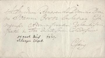 1843 Szolnok, latin nyelven írt levél viaszpecséttel