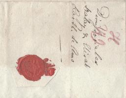 1843 Szolnok, latin nyelven írt levél viaszpecséttel