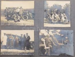 cca 1920/40 Fotóalbum, benne 47 darab autós kirándulás tematikájú kisméretű fotóval