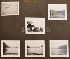 cca 1930 Fotóalbum, benne 100 darab kisméretű fotóval, főleg osztrák helyszínekkel