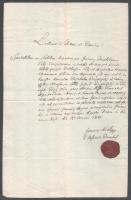 1841 Karancskeszi, latin nyelvű születési anyakönyvi kivonat / keresztlevél, viaszpecséttel