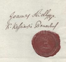 1841 Karancskeszi, latin nyelvű születési anyakönyvi kivonat / keresztlevél, viaszpecséttel