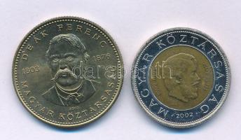 2002. 100Ft "Kossuth" + 2003. 20Ft "Deák" T:AU patina