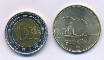 2002. 100Ft "Kossuth" + 2003. 20Ft "Deák" T:AU patina