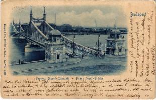 1899 (Vorläufer) Budapest, Ferenc József lánchíd, Vásárcsarnok, Fővámpalota, vámházak. Stengel &amp; Co. (Dresden und Berlin) 4258. (kopott sarkak / worn corners)