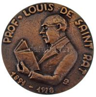 1978. Magyar Élelmezésipari Tudományos Egyesület "MÉTE - Szakirodalmi tevékenységért / Prof. Louis de Saint Rat 1891-1978" kétoldalas bronz emlékérem, névre szóló gravírozással, dísztokban (92mm) T:AU, patina, a dísztok enyhén sérült, lejár a teteje