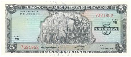 El Salvador 1976. 5C T:UNC, AU El Salvador 1976. 5 Colones C:UNC, AU Krause P#117
