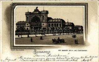1903 Budapest VII. Keleti pályaudvar, vasútállomás. Art Nouveau, litho (Rb)