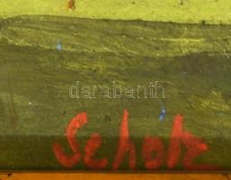 Scholz Erik (1926-1995): Arborétum. Olaj, farost, jelezve jobbra lent. Üvegezett, kissé sérült faker...