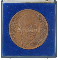 Várady Lajos (1911-1998) 1983. "Keleti Károly 1833-1892 - Születésének 150. évfordulójára - Központi Statisztikai Hivatal 1983" egyoldalas, öntött bronz plakett, eredeti tokban (130mm) T:AU